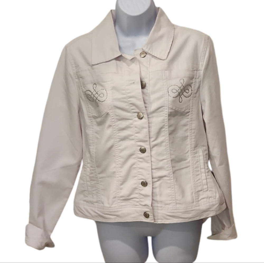 Roz & Ali White Denim Bling Jacket